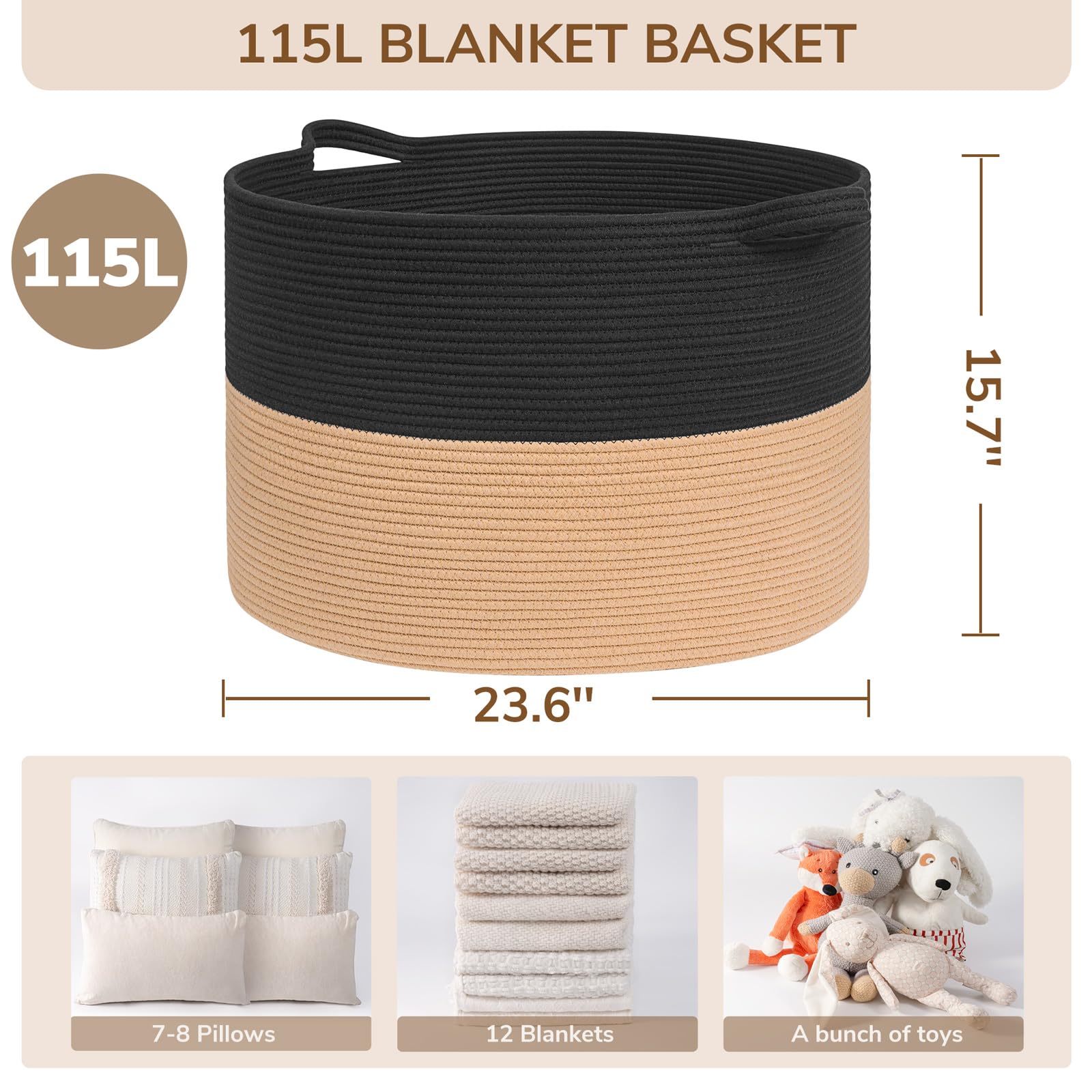 INDRESSME 115L basket in nursery space with boho decor