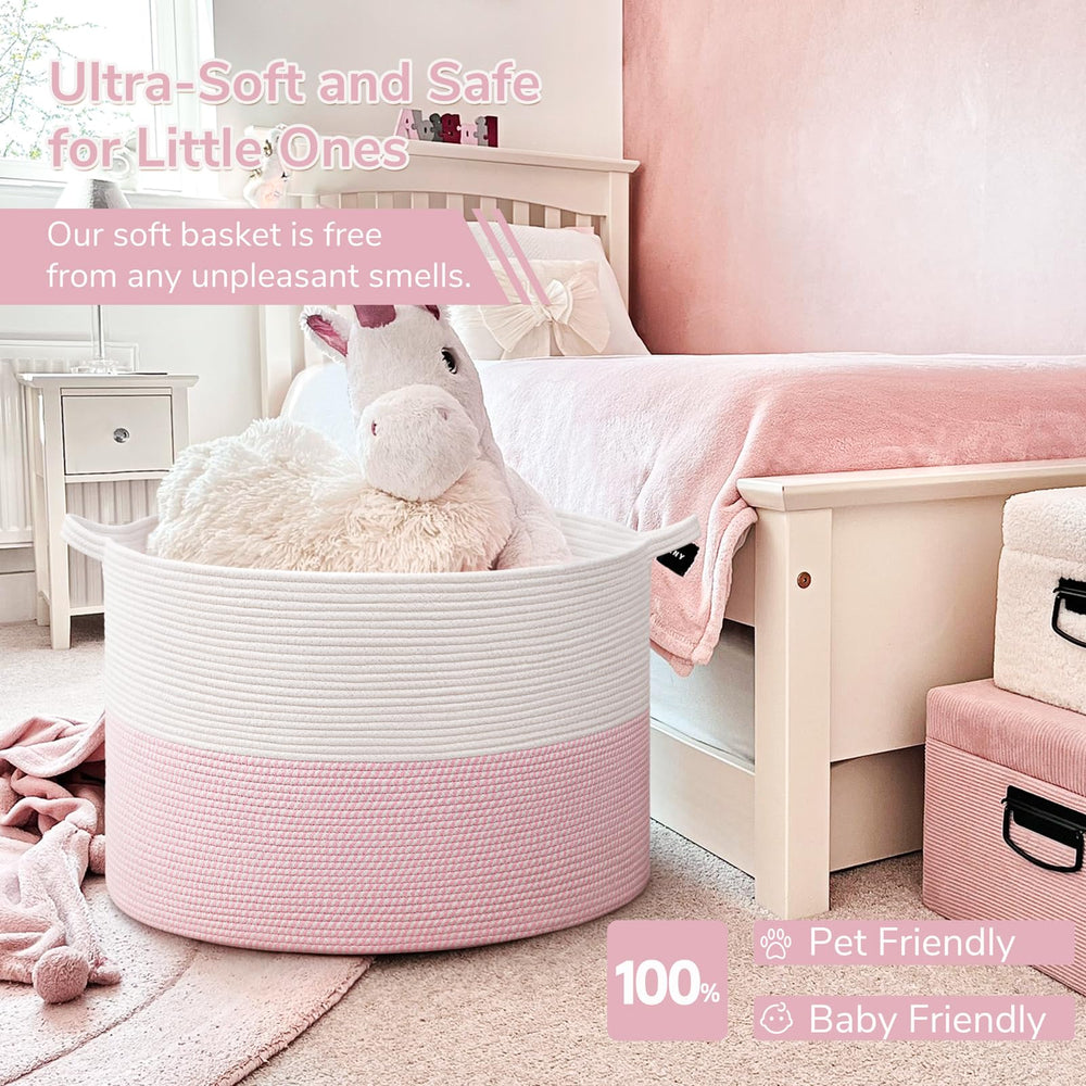 INDRESSME 115L pink basket soft cotton rope close-up texture.
