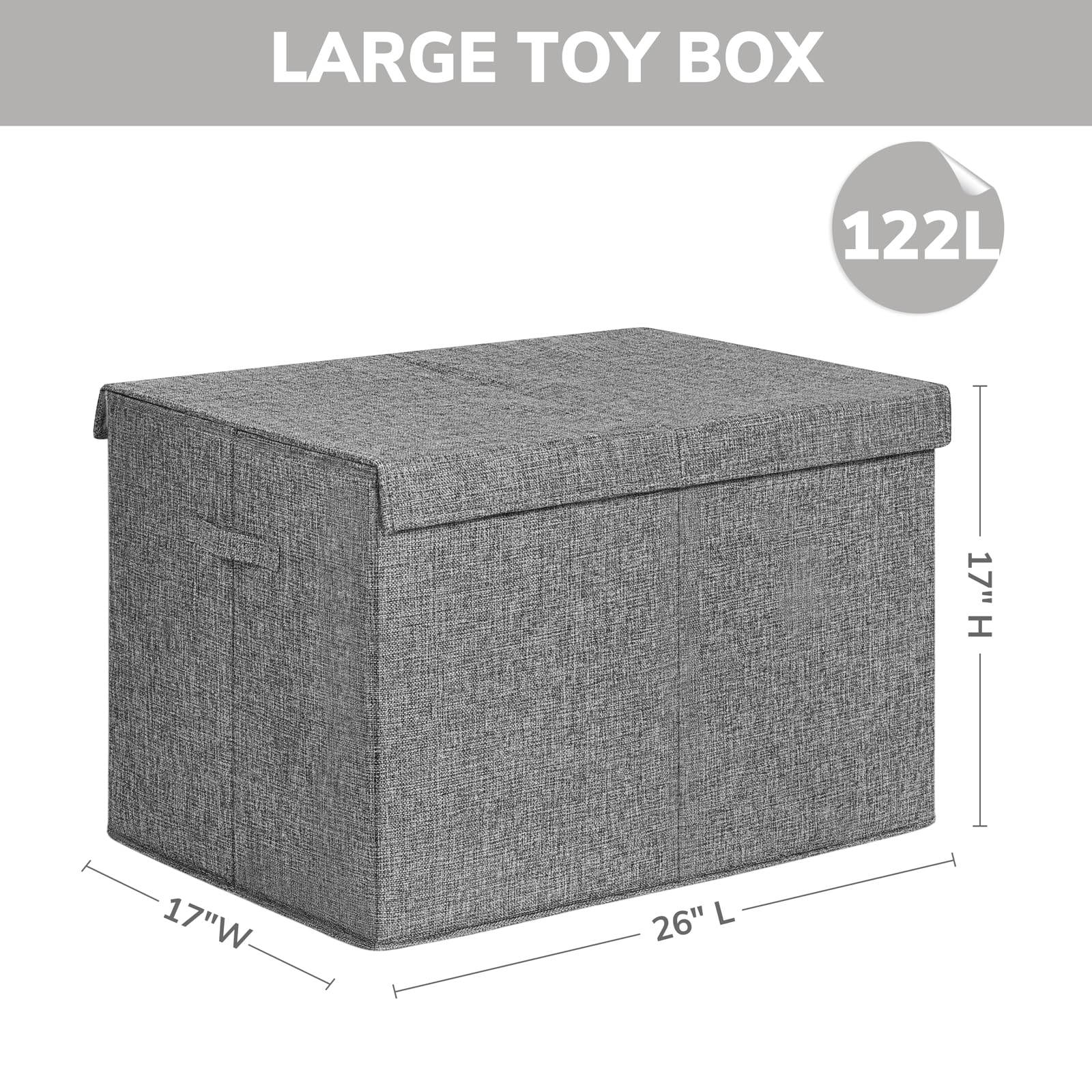 INDRESSME 122L toy box lid closed showing dust protection