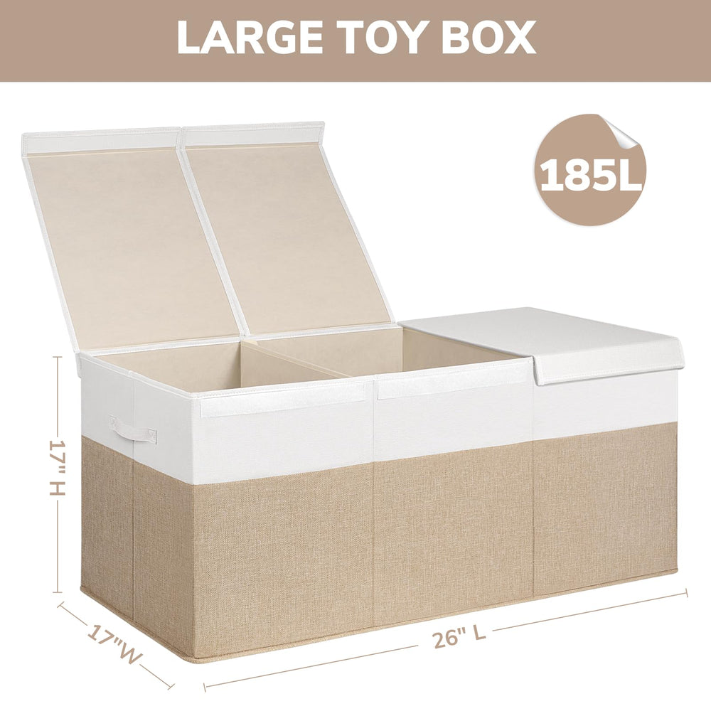 INDRESSME 185L toy box highlighting its large capacity for blankets, plush toys, and clothes.