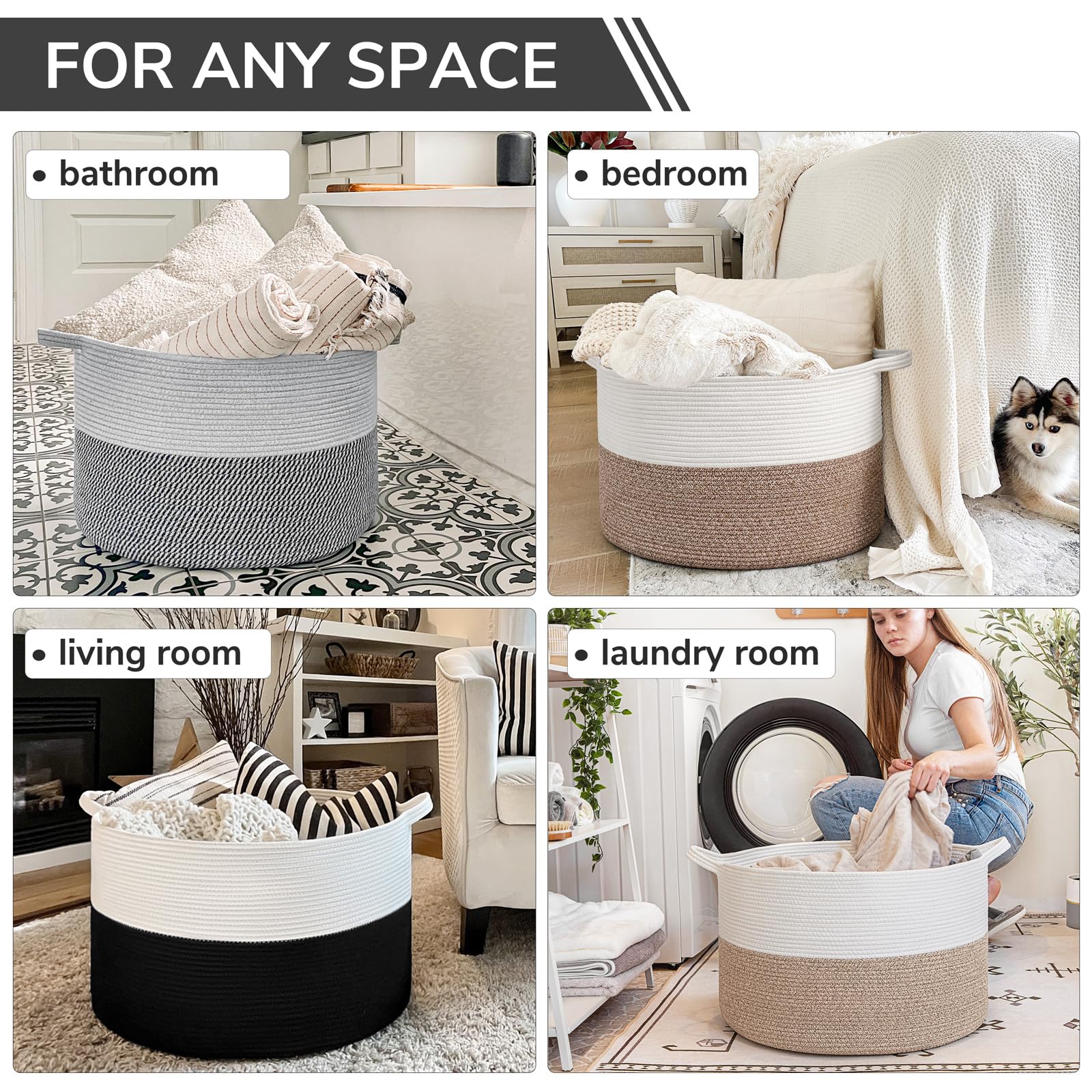 INDRESSME basket with double-reinforced handles makes transporting heavy items simple.