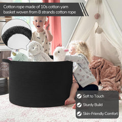 INDRESSME black basket in nursery, soft moisture-resistant toy storage.