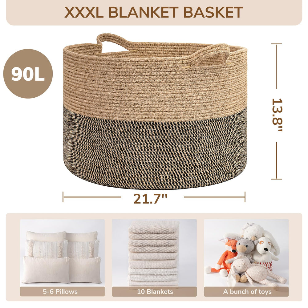 INDRESSME black jute storage basket suited for entryways and quick organization