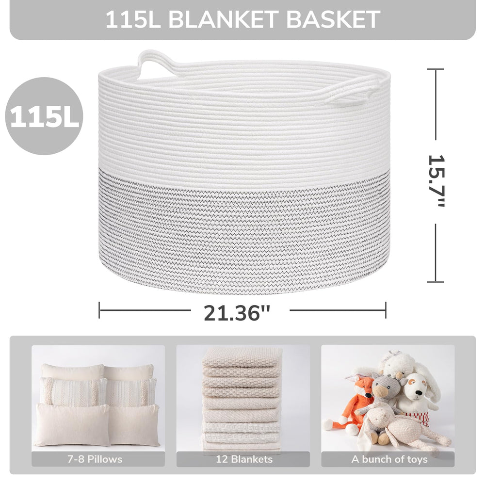 INDRESSME blanket basket cotton rope detail highlights soft texture and durability