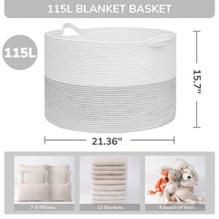 INDRESSME blanket basket cotton rope detail highlights soft texture and durability