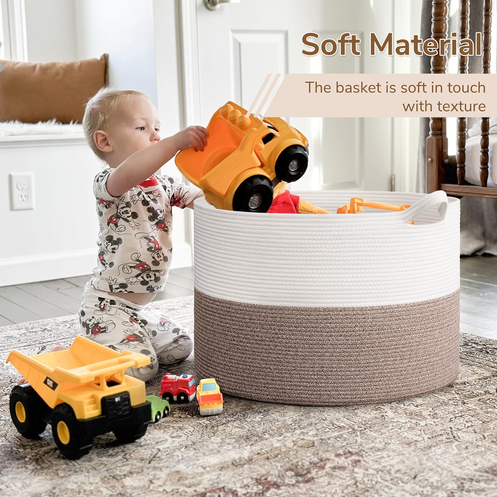 INDRESSME reinforced-weave basket holds bulky items without sagging.