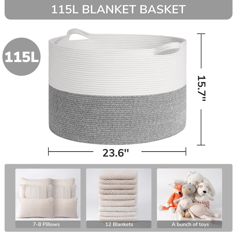 INDRESSME soft cotton rope basket—gentle texture for kid-friendly organization.