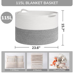 INDRESSME soft cotton rope basket—gentle texture for kid-friendly organization.