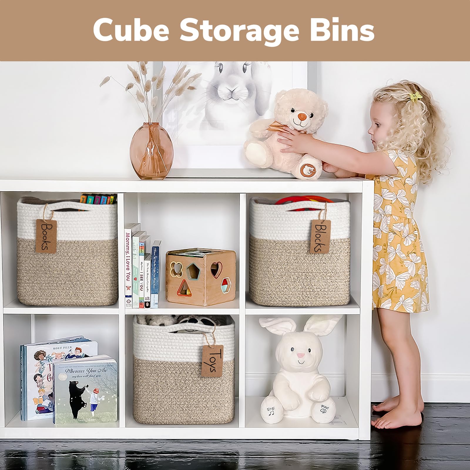 INDRESSME cube bin woven cotton texture closeup highlights durable, natural materials.