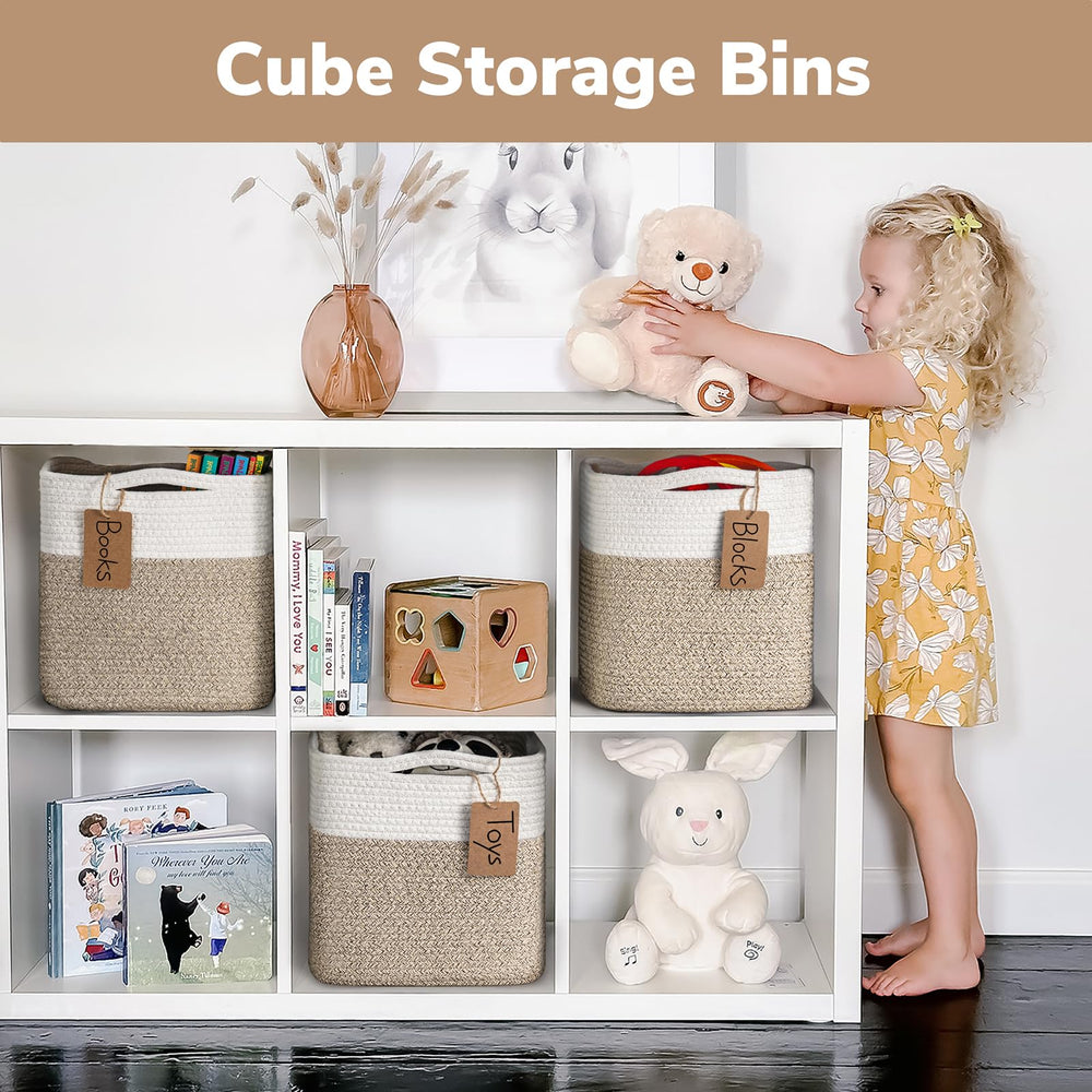 INDRESSME cube bin woven cotton texture closeup highlights durable, natural materials.