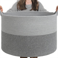 INDRESSME extra-large laundry basket gray folded for easy storage and decor.