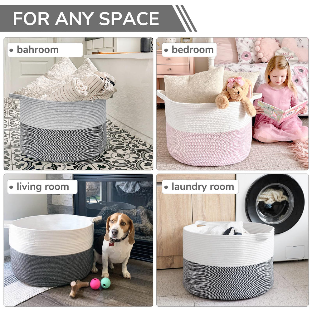 INDRESSME extra-large laundry basket nursery use organizes toys and blankets.