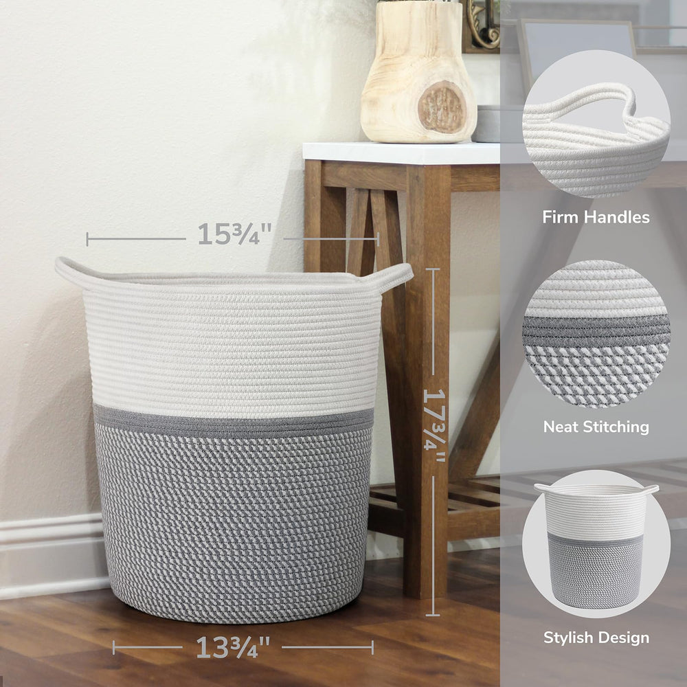 INDRESSME foldable design gray rope basket for easy storage when not in use.
