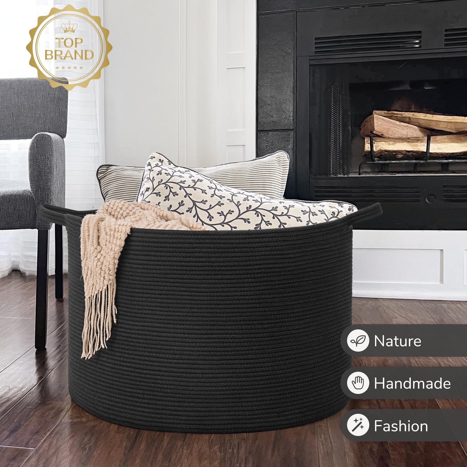 INDRESSME large 115L laundry basket use as toy bin or blanket keeper.