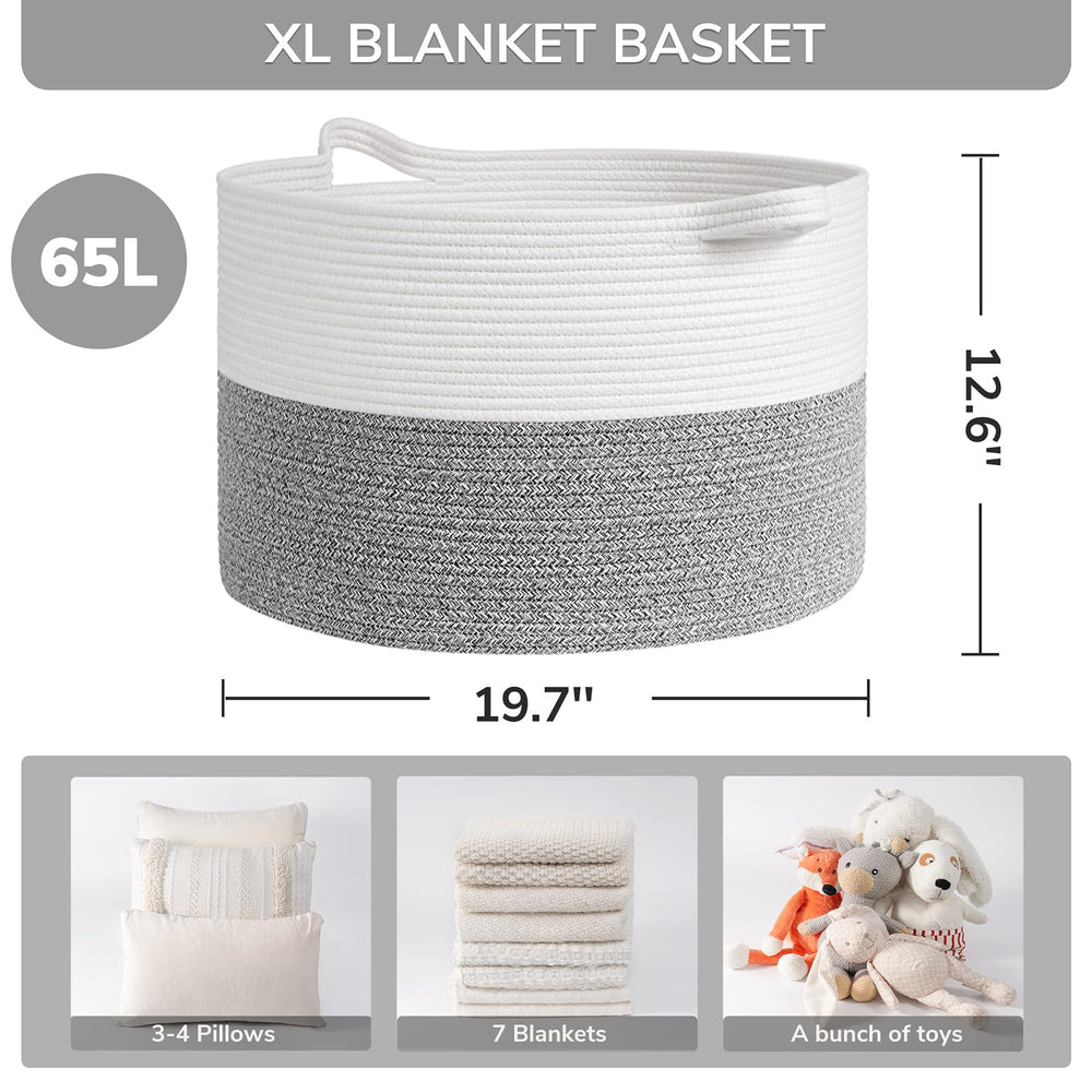 INDRESSME blanket basket handles closeup shows reinforced handles for easy lifting.