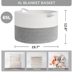 INDRESSME blanket basket handles closeup shows reinforced handles for easy lifting.