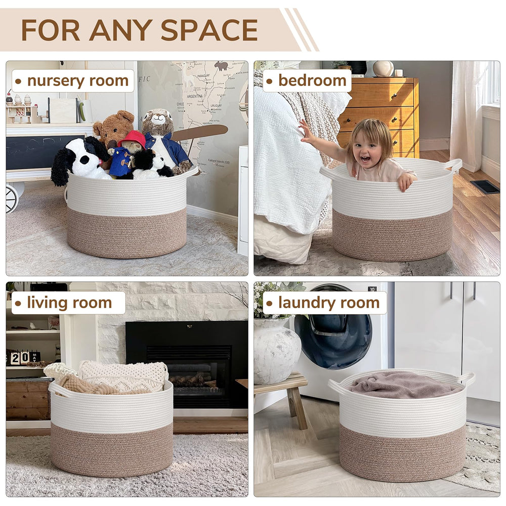 INDRESSME large blanket basket ideal for living room organization and tidy shelves.