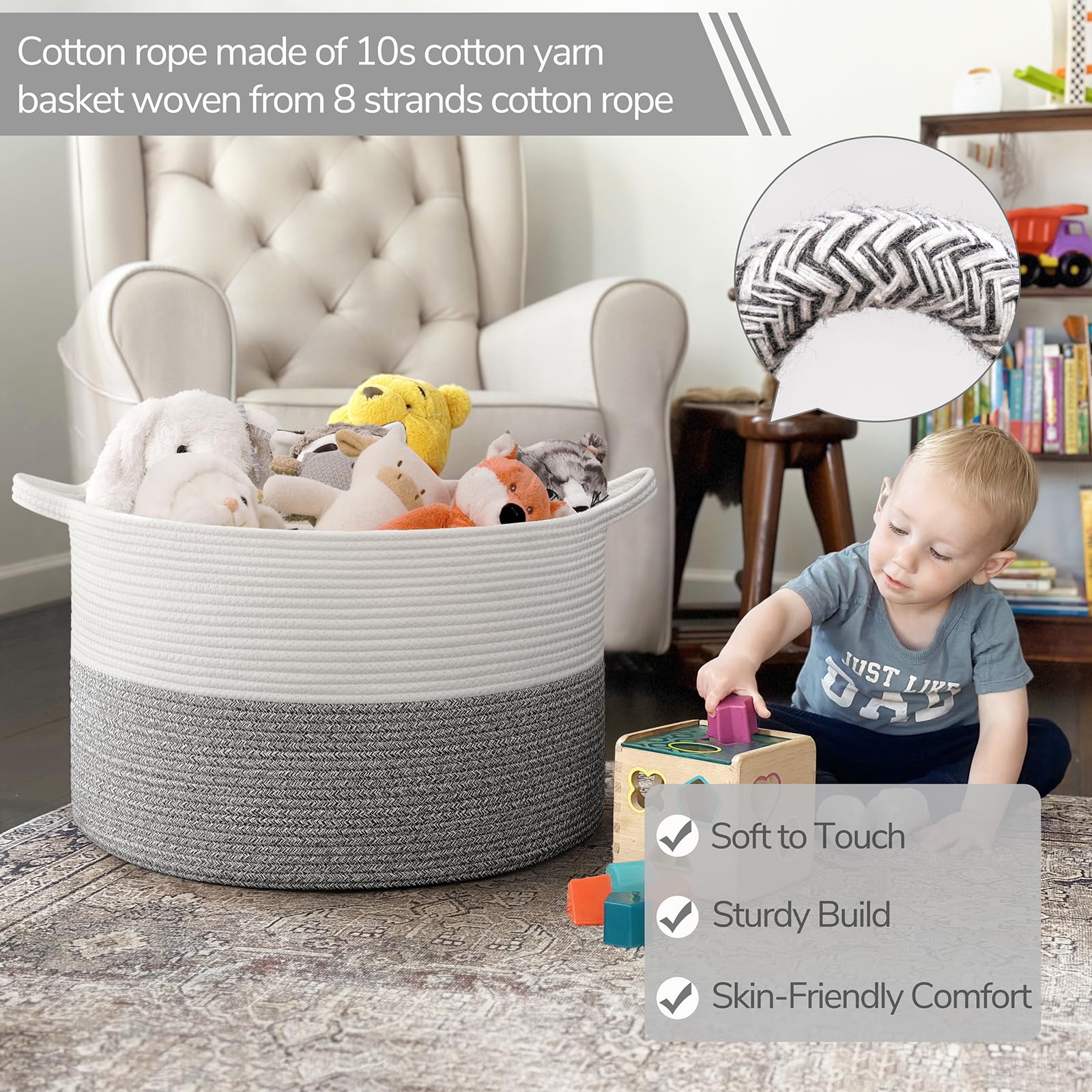 INDRESSME large blanket basket weave texture reveals soft cotton rope craftsmanship.