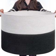 INDRESSME large cotton rope basket front view demonstrates sturdy build for daily organization.