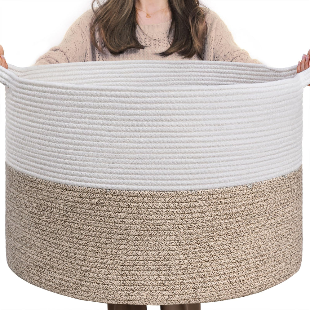 INDRESSME large laundry basket close-up cotton rope texture for natural storage