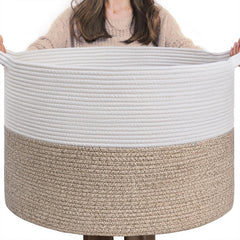 INDRESSME large laundry basket close-up cotton rope texture for natural storage