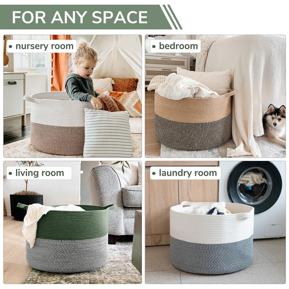 INDRESSME large laundry basket green folded storage demonstrates compact storage when not in use