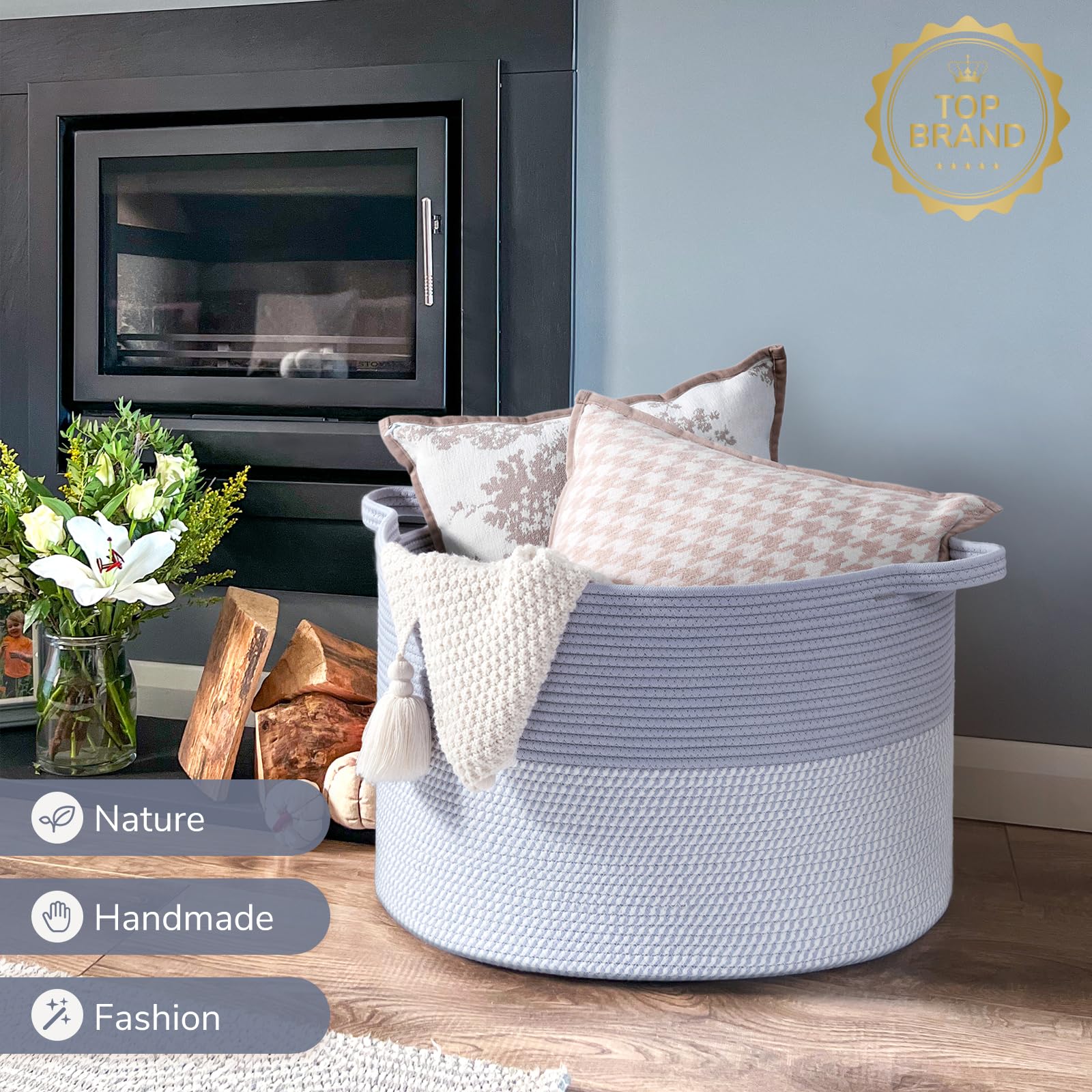 INDRESSME large rope basket folded flat for compact storage