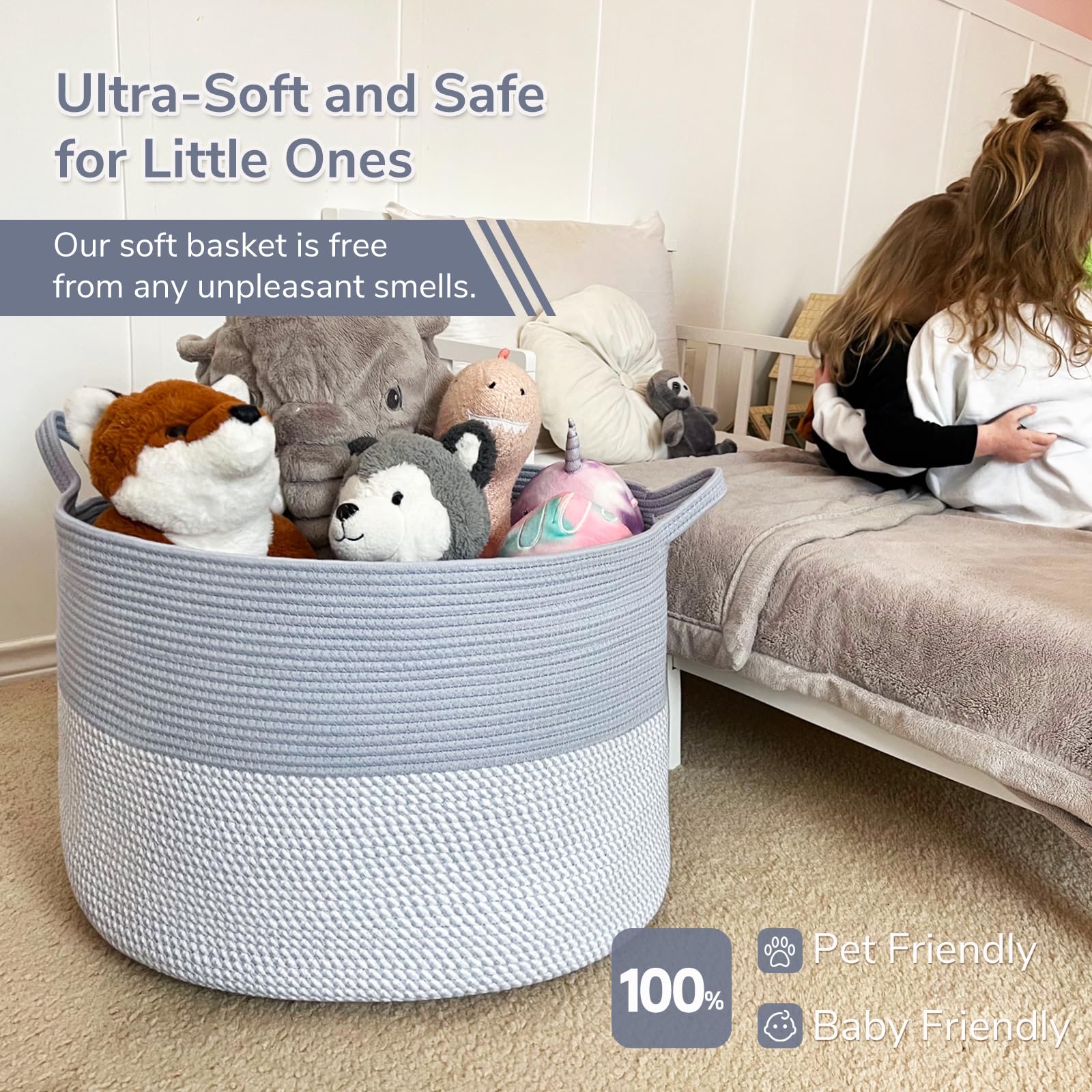 INDRESSME rope basket in a living room setup as decorative organizer