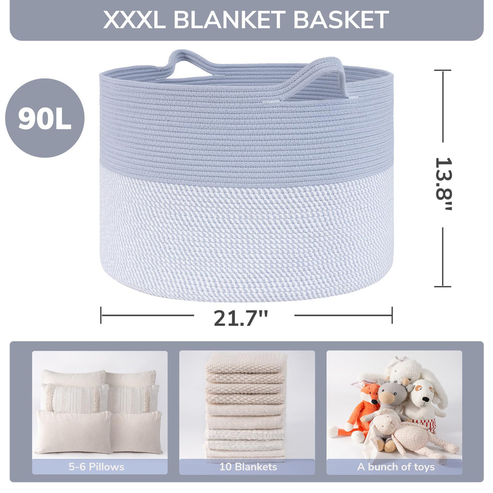 INDRESSME large rope basket open top with towels for easy access