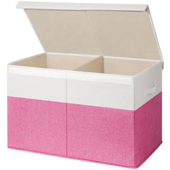 INDRESSME large storage box pink white with lid demonstrates organized living space.