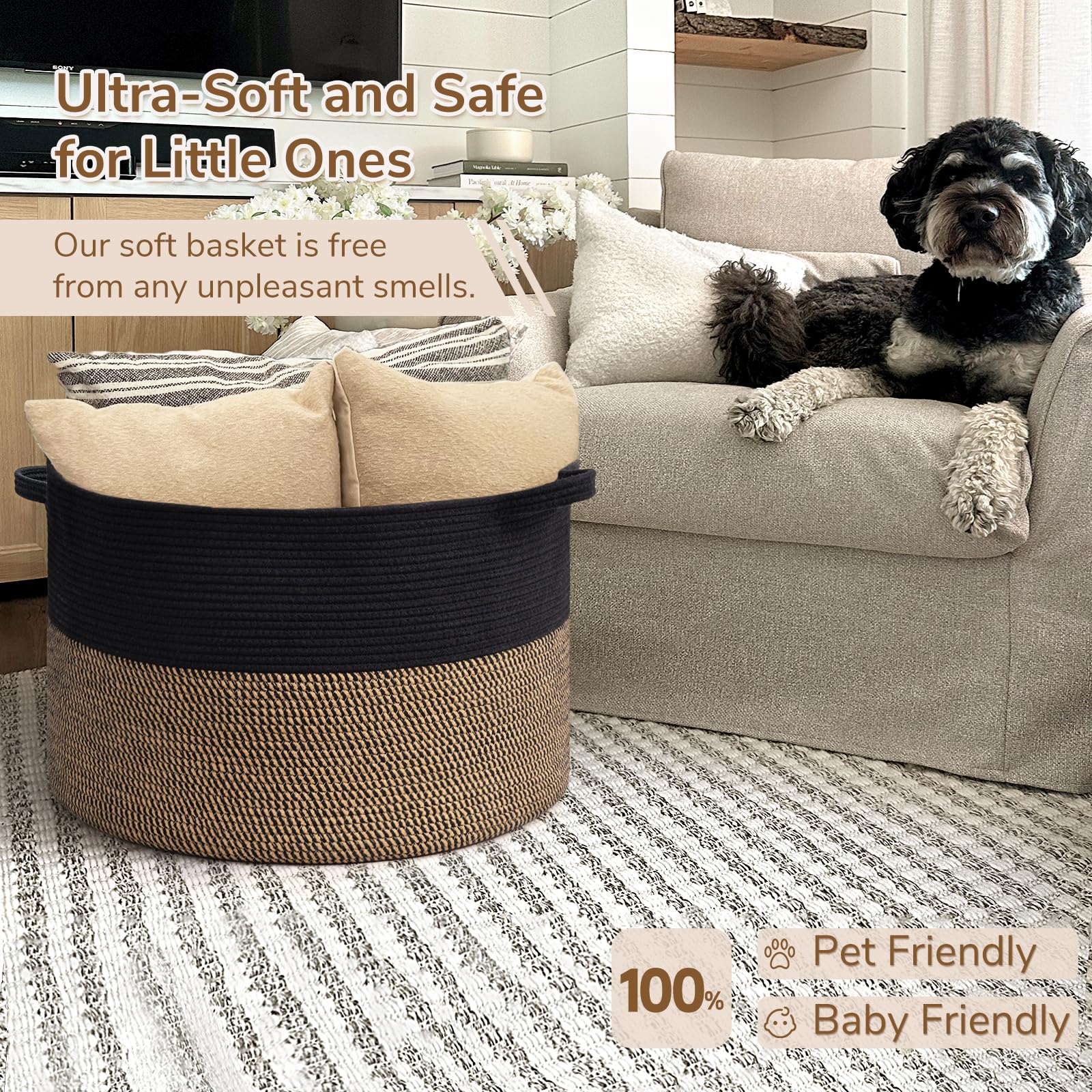 INDRESSME mix-black decorative basket complements decor and provides sturdy, portable storage.