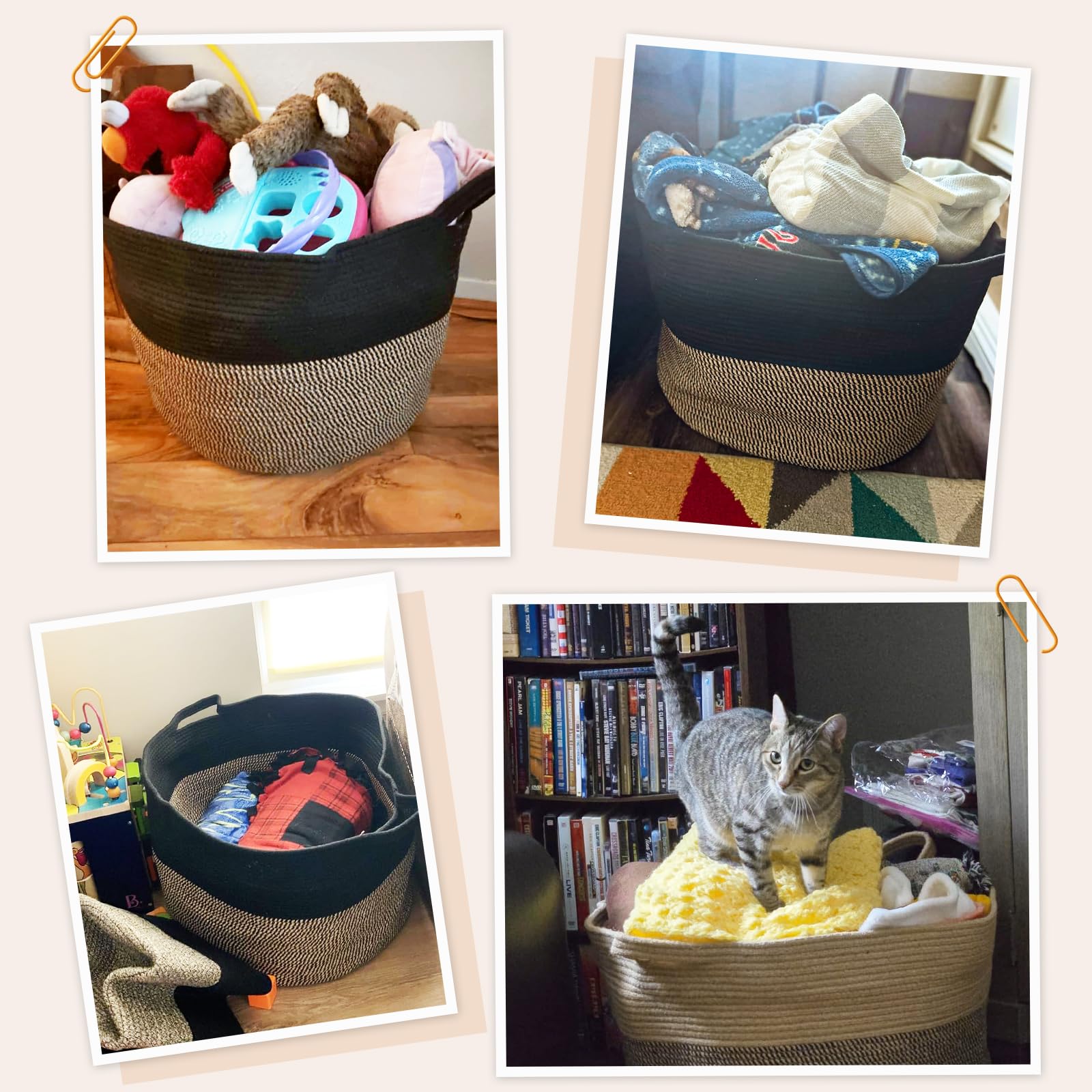 INDRESSME storage basket with pillows blends style and practical storage in any room.