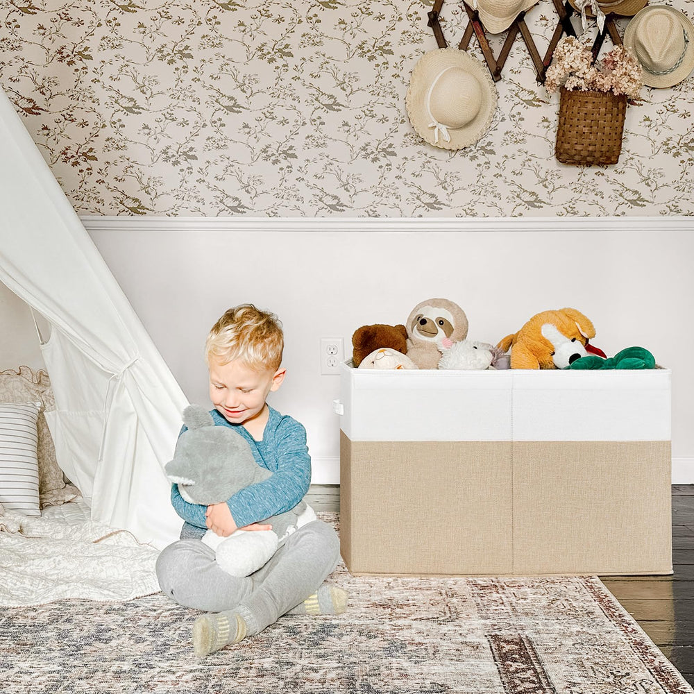 INDRESSME toy box collapsible design folds flat for simple storage.