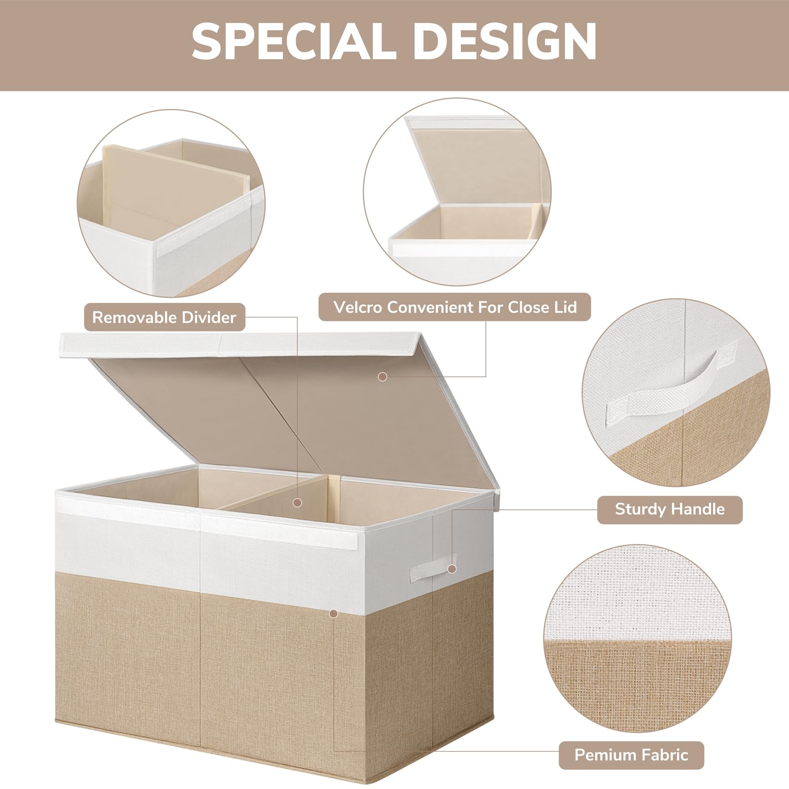 INDRESSME toy box in living room setting blends beige and white.