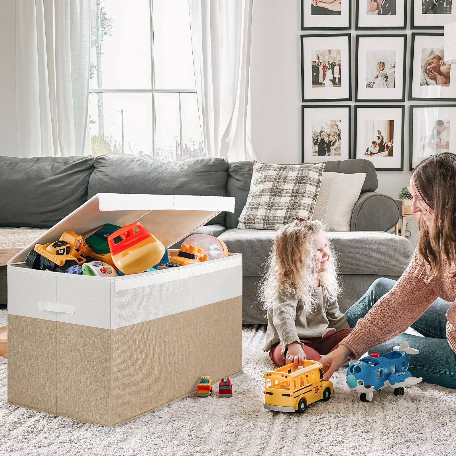 INDRESSME toy box removable dividers keeps items organized by category.