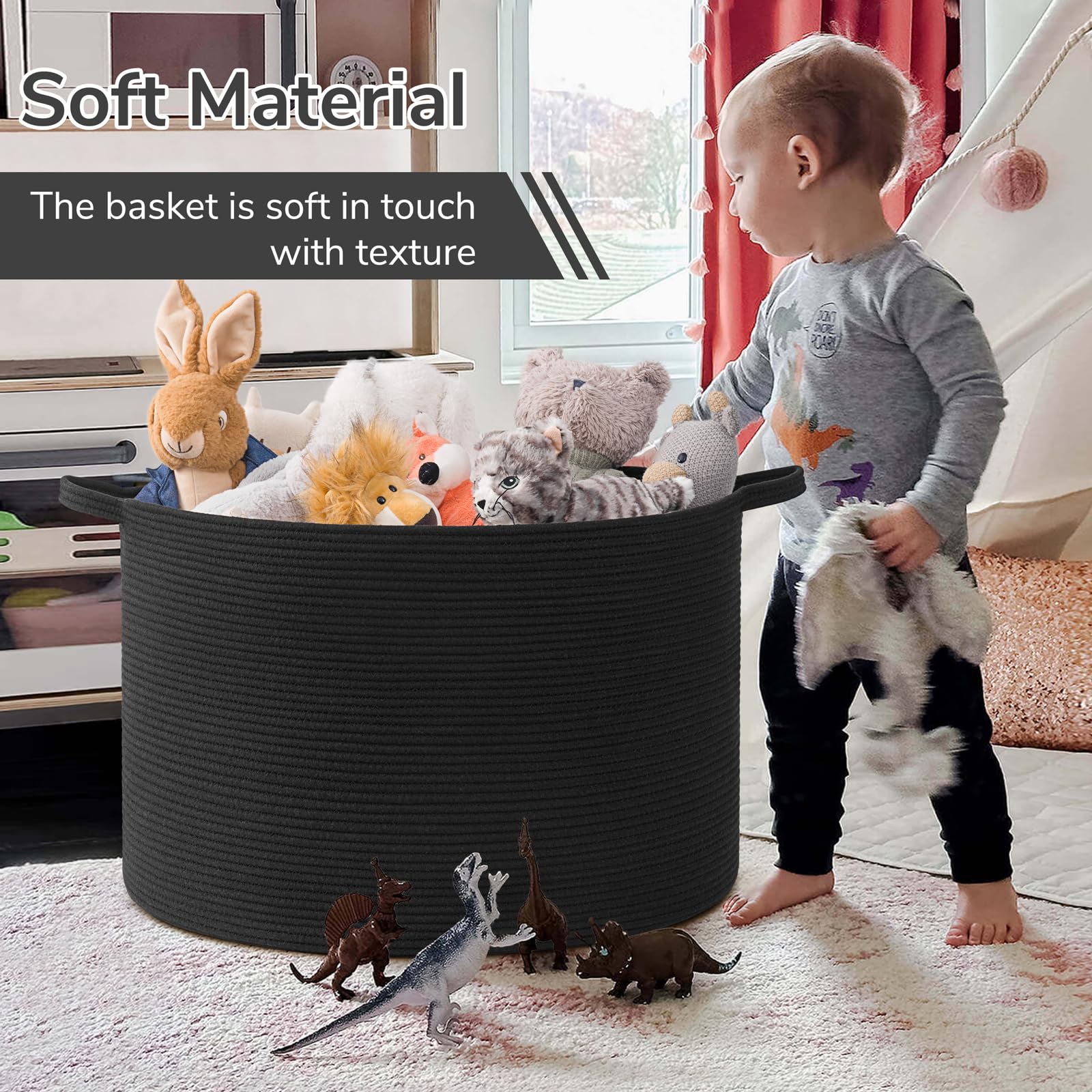 INDRESSME versatile decor basket in modern living room, complements rustic boho styles.