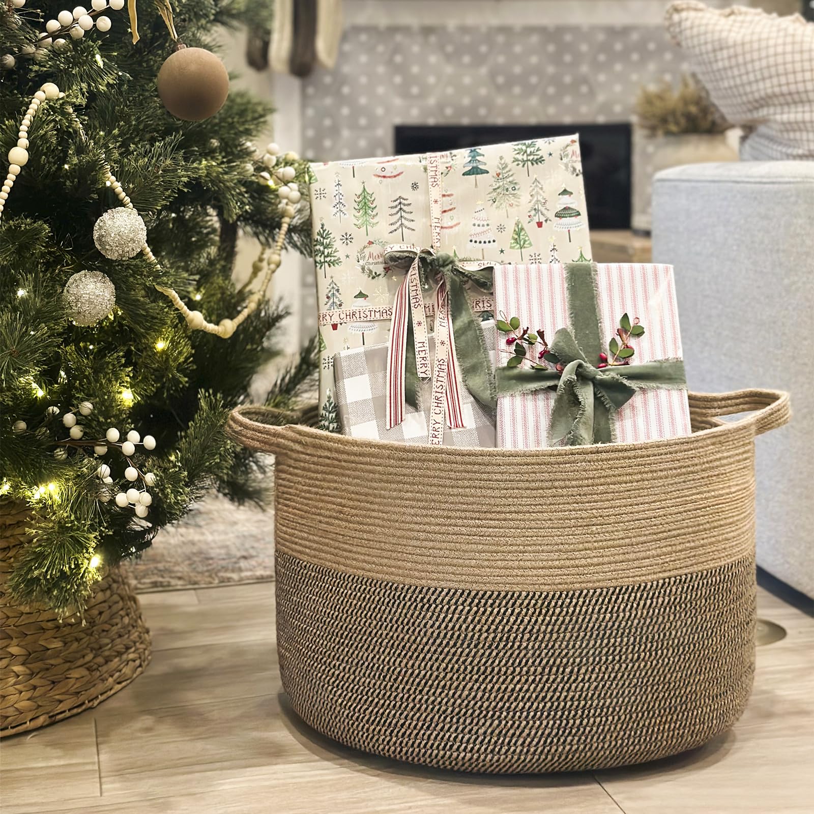 INDRESSME soft-touch woven basket ideal for clothes and laundry organization
