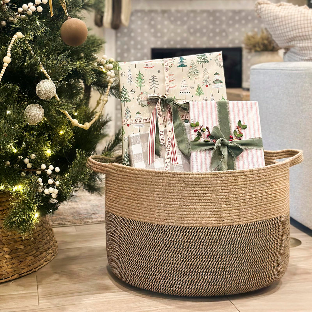 INDRESSME soft-touch woven basket ideal for clothes and laundry organization