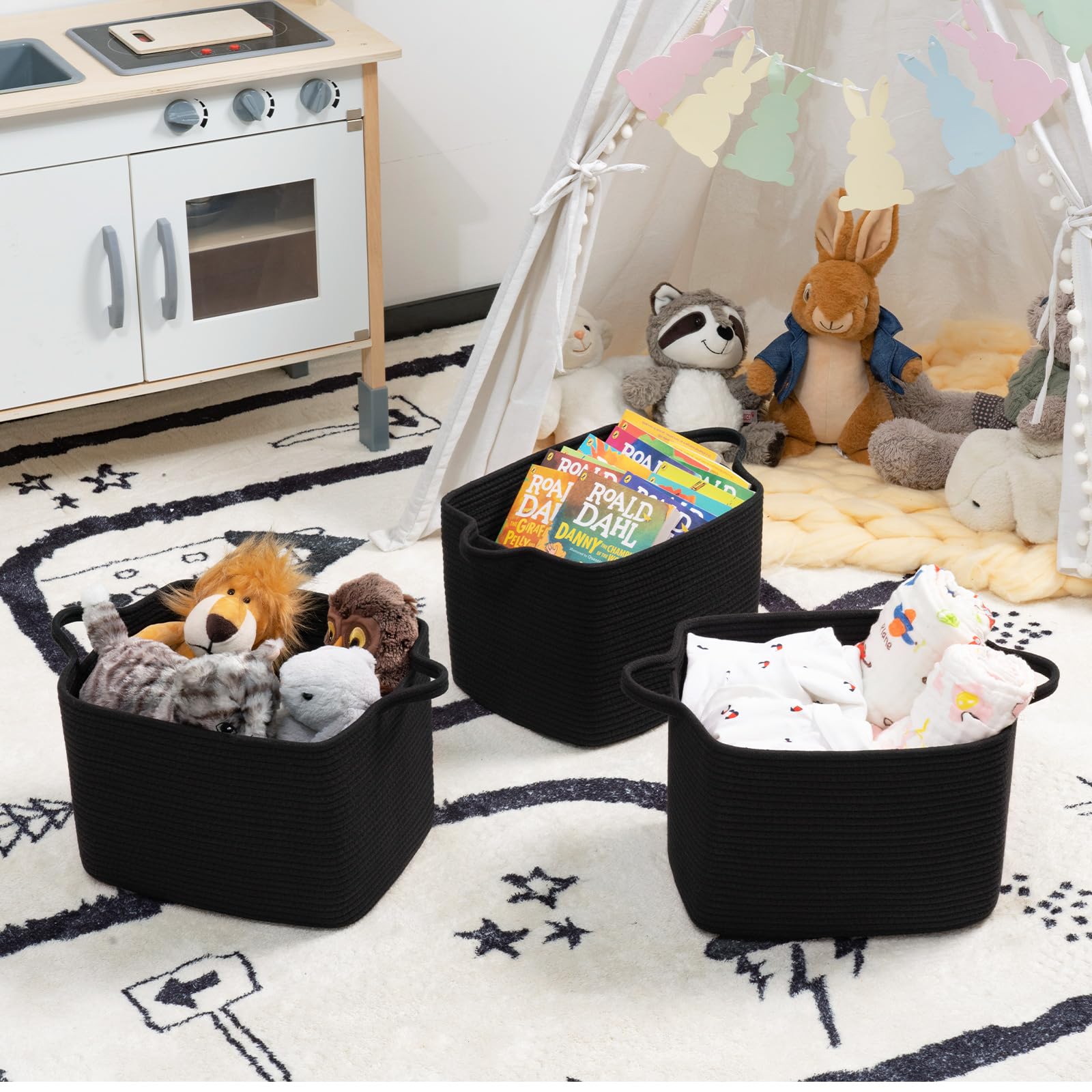 INDRESSME baby gift-ready basket in black design suitable for gifting