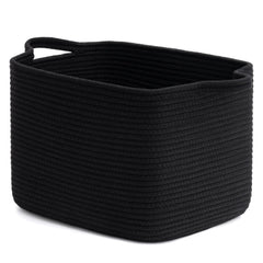 INDRESSME Woven Storage Basket black front view on a shelf for tidy toy storage