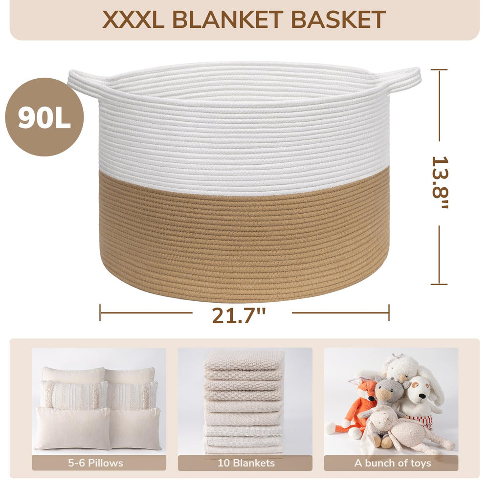 INDRESSME XXXLarge cotton storage basket foldable design for simple stowaway when not needed.