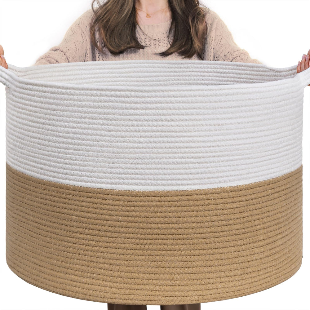 INDRESSME XXXLarge cotton storage basket folded for compact storage.