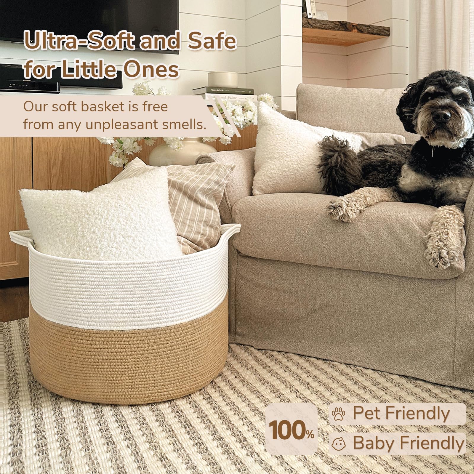 INDRESSME XXXLarge cotton storage basket size shows capacity for comforters and pillows.