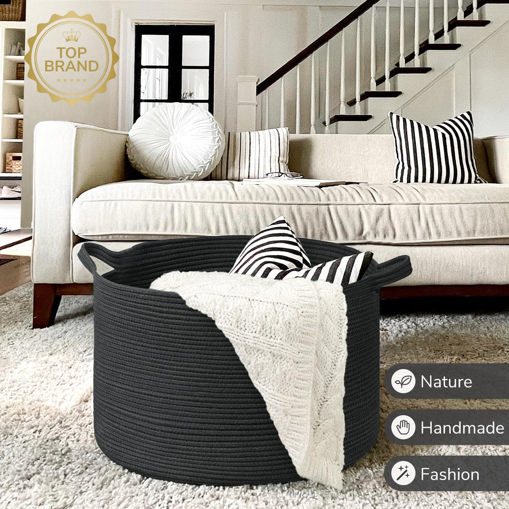 INDRESSME XXXLarge Blanket Basket cotton rope close-up emphasizes soft, durable material.