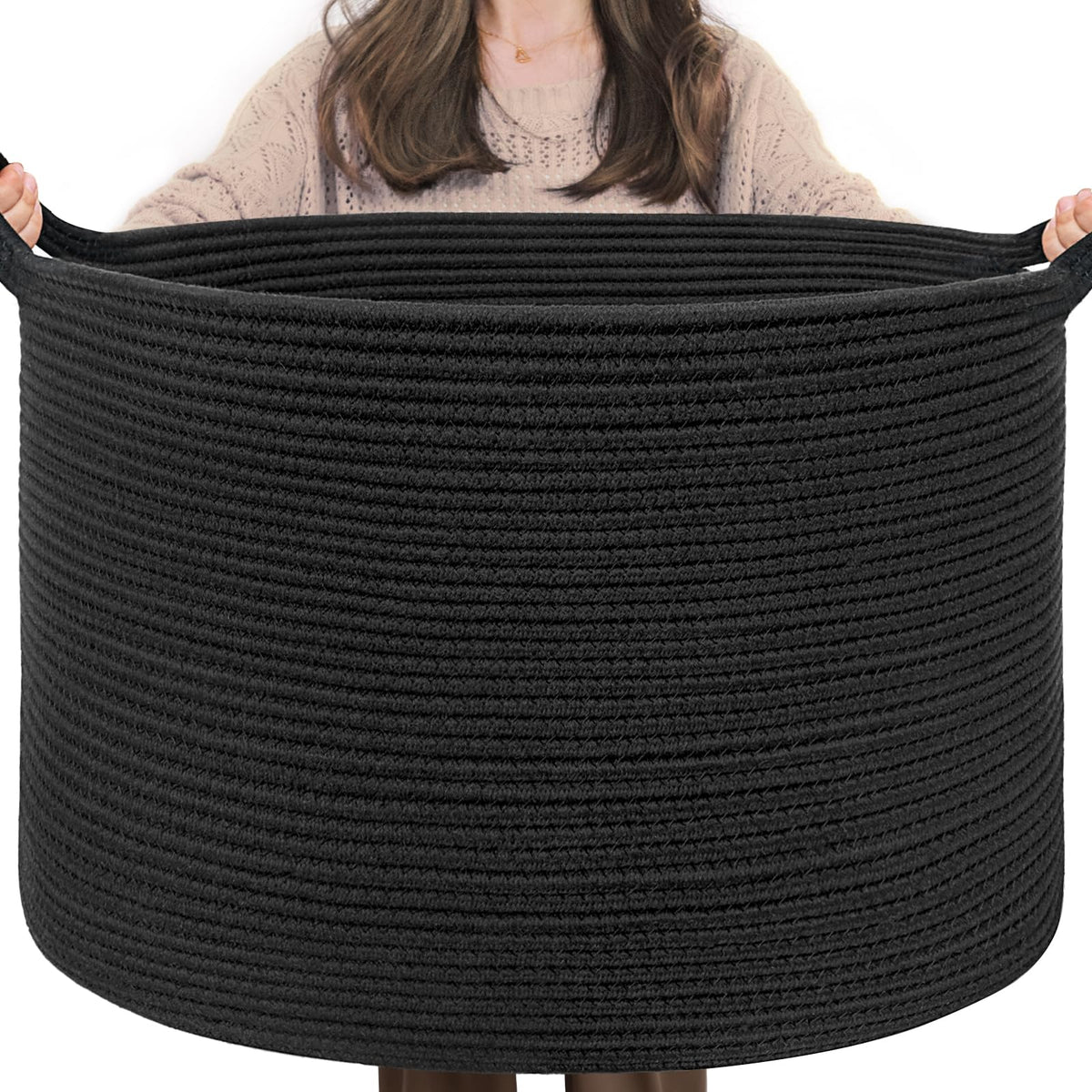 INDRESSME XXXLarge Blanket Basket folded demonstrates compact storage for closets and shelves.