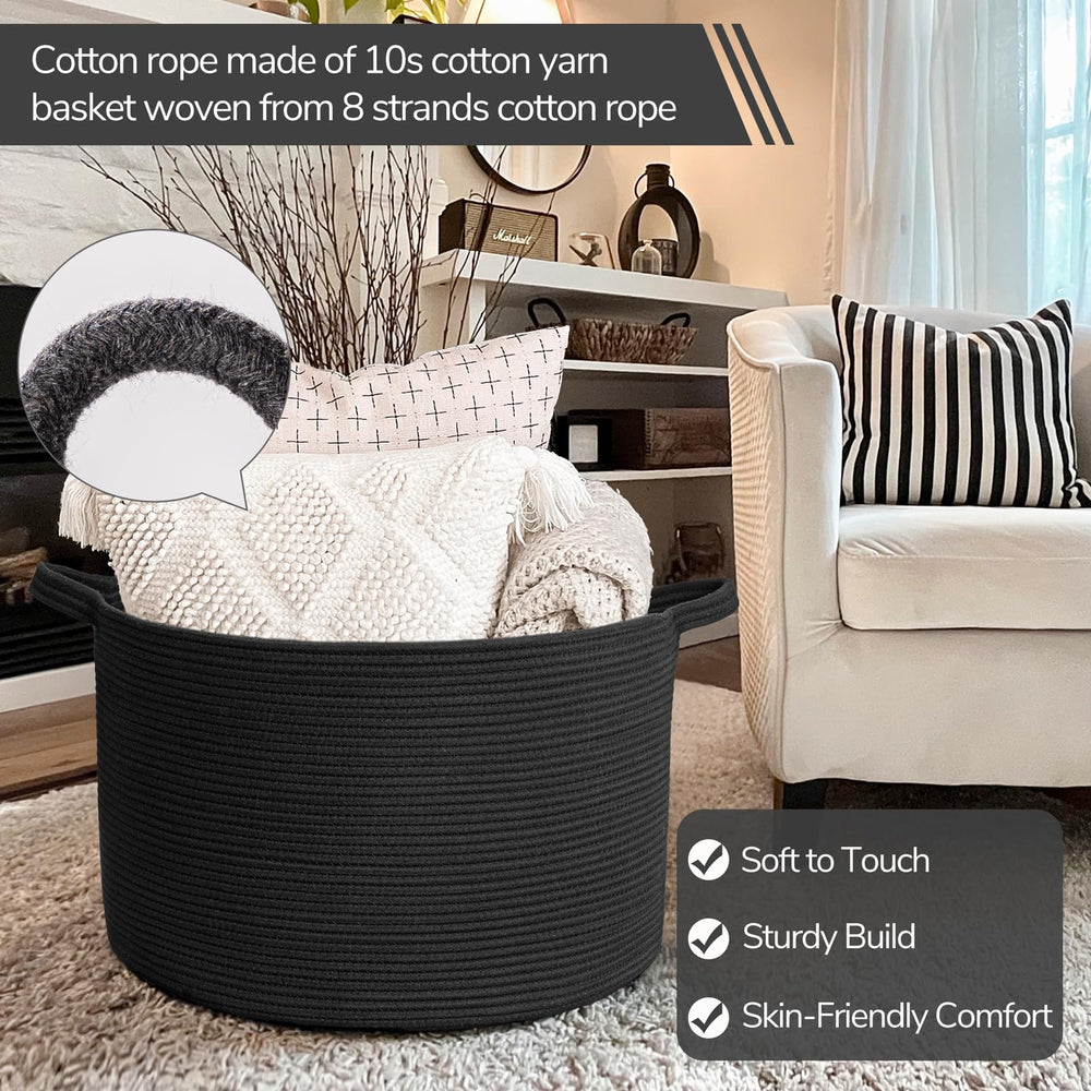 INDRESSME XXXLarge Blanket Basket full showcases versatile storage for blankets, toys, and towels.
