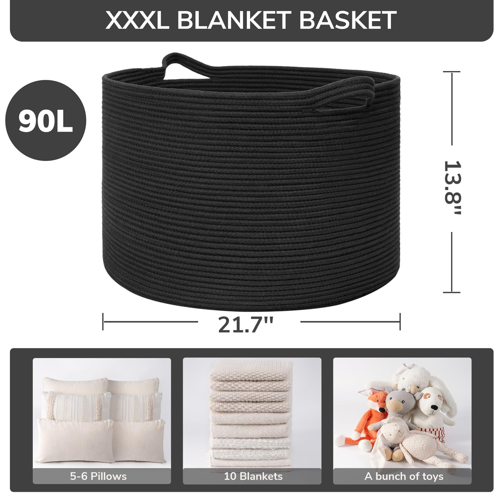 INDRESSME XXXLarge Blanket Basket towels demonstrates easy organization in bedrooms and bathrooms.