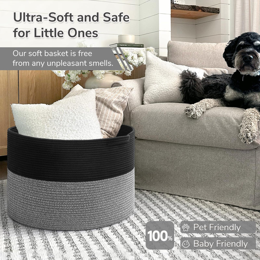 INDRESSME XXXLarge basket storing blankets in living room or bedroom