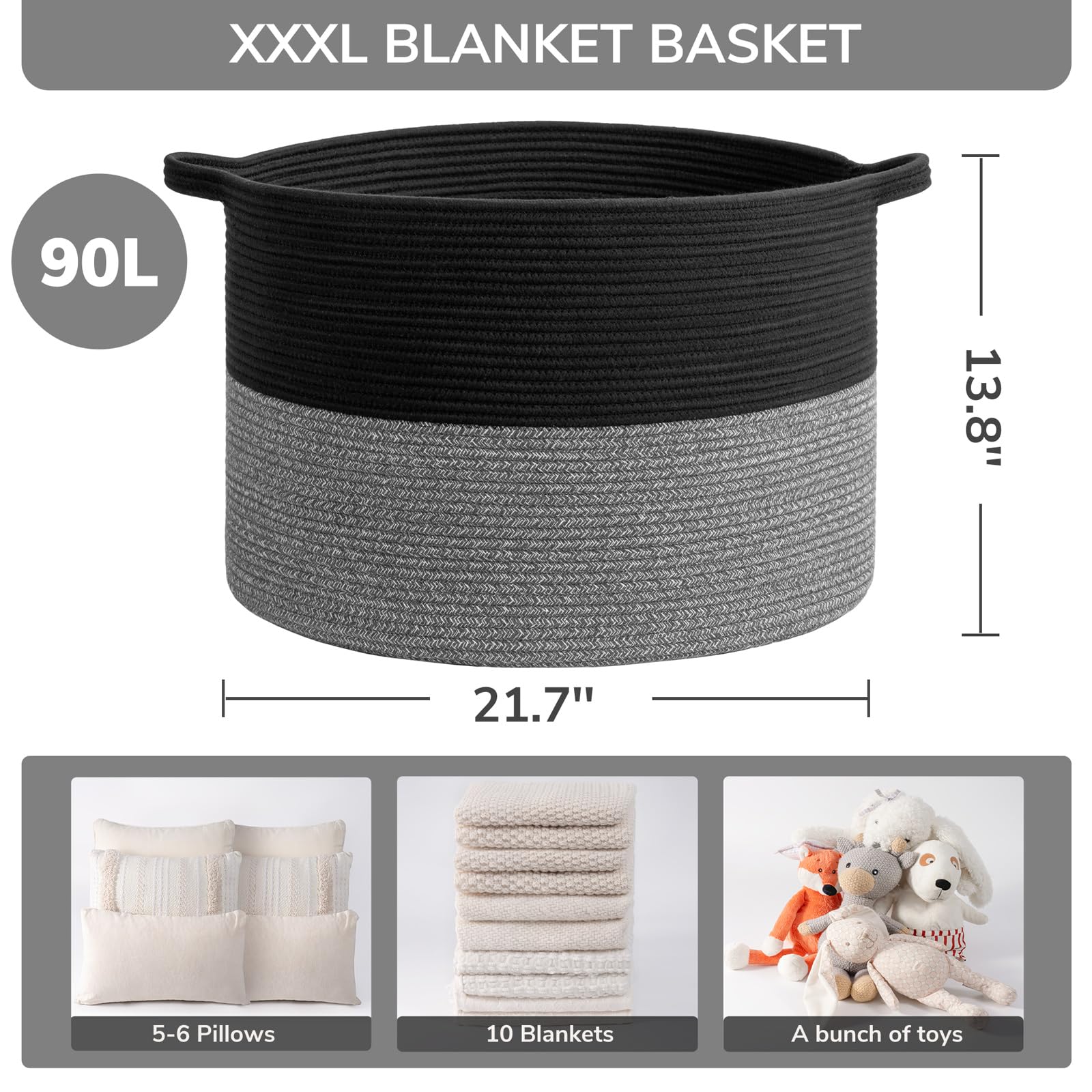 INDRESSME XXXLarge basket with sturdy handles ready for easy carrying