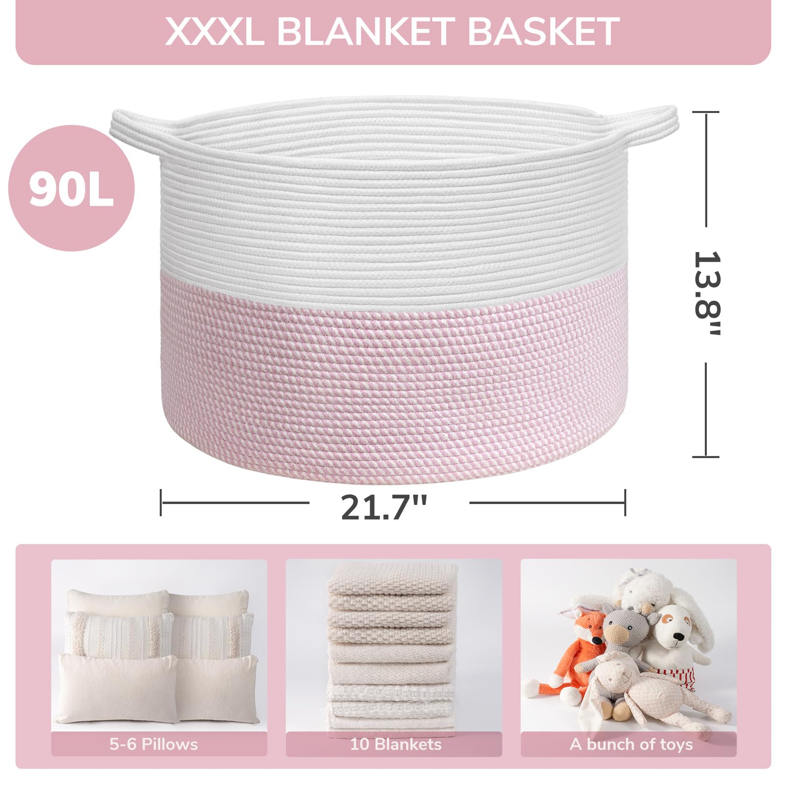 INDRESSME XXXLarge pink storage basket folded flat, ready for compact storage or reshaping.